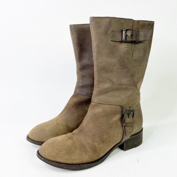 Cole Haan Air Leora Mid Calf Leather Buckle Boots 9.5 - Picture 3 of 8